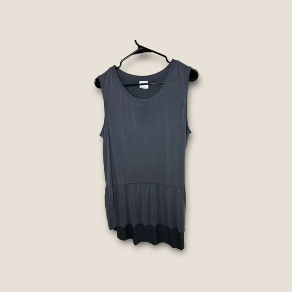MOTE Sleeveless Peplum Hi Low Tank Top Shirt XL Soft Modal Blend Dusty Blue - Picture 1 of 4